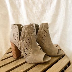 Libbie Peep Toe Block Heel Bootie